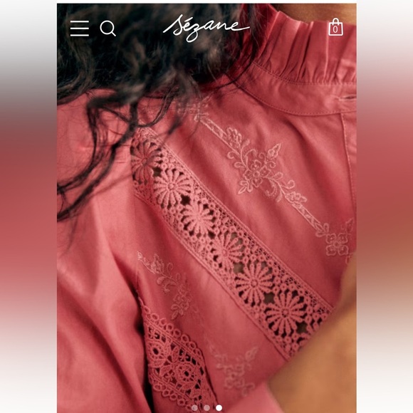 Sézane Lou Rose Shirt Blouse Sz 36 - Picture 2 of 10